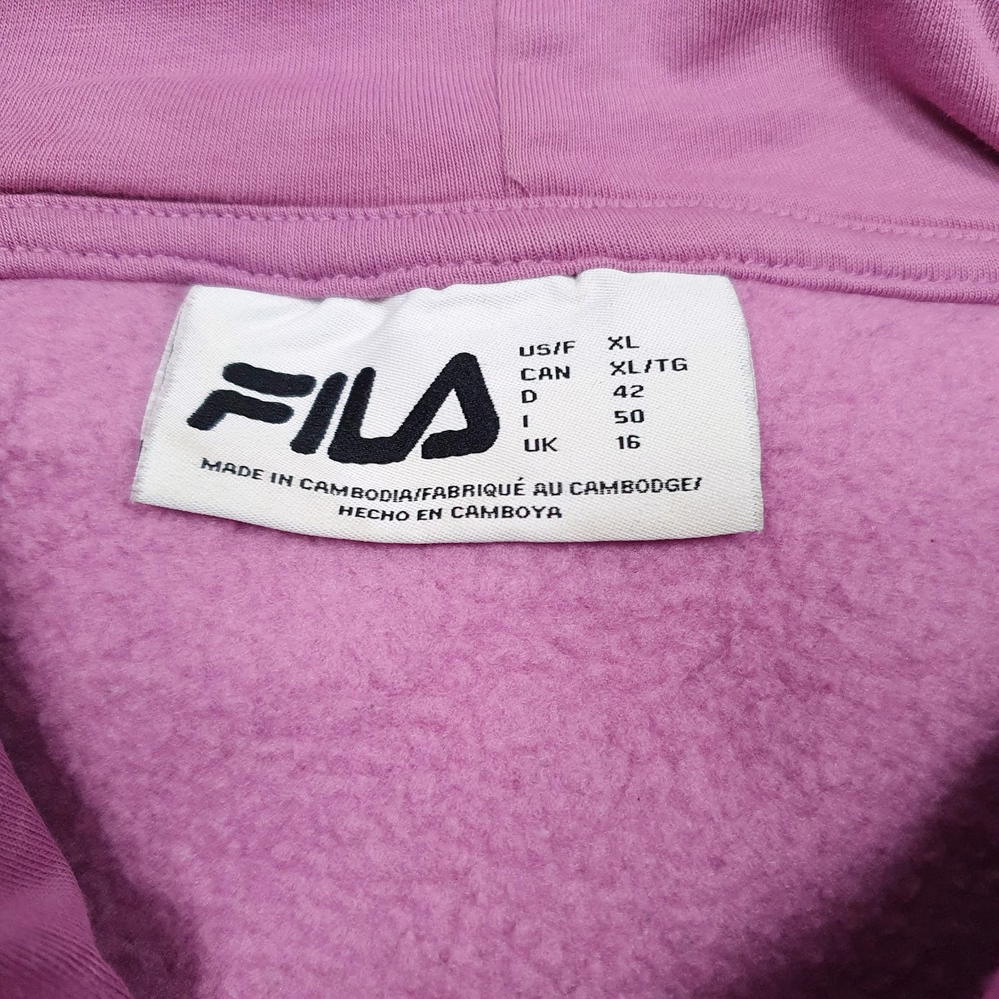 Womens Pink Fila Spellout Hoodie Jumper