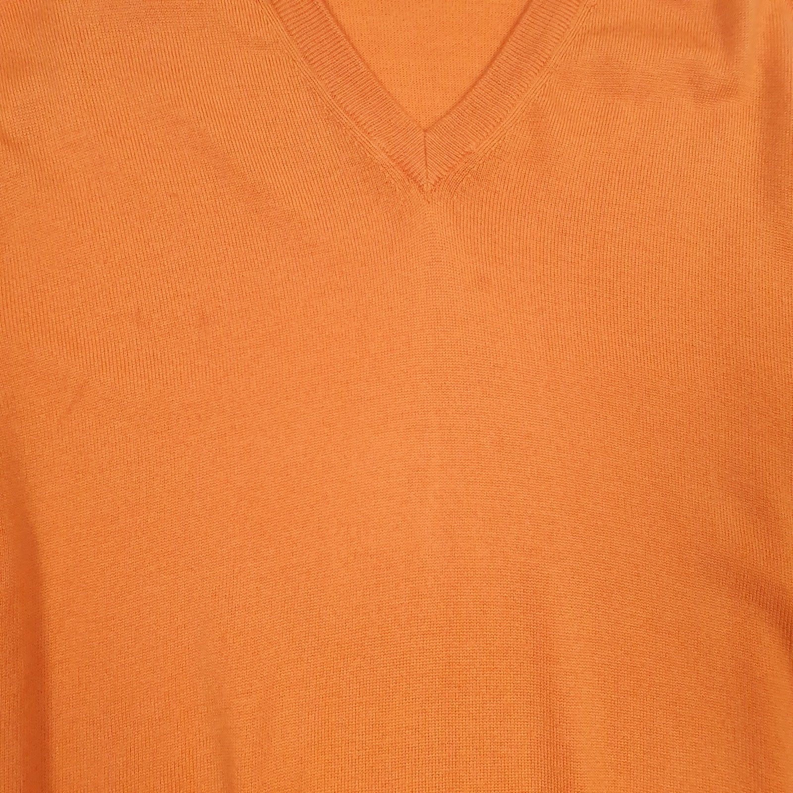 Mens Orange Valentino Merino V Neck Jumper