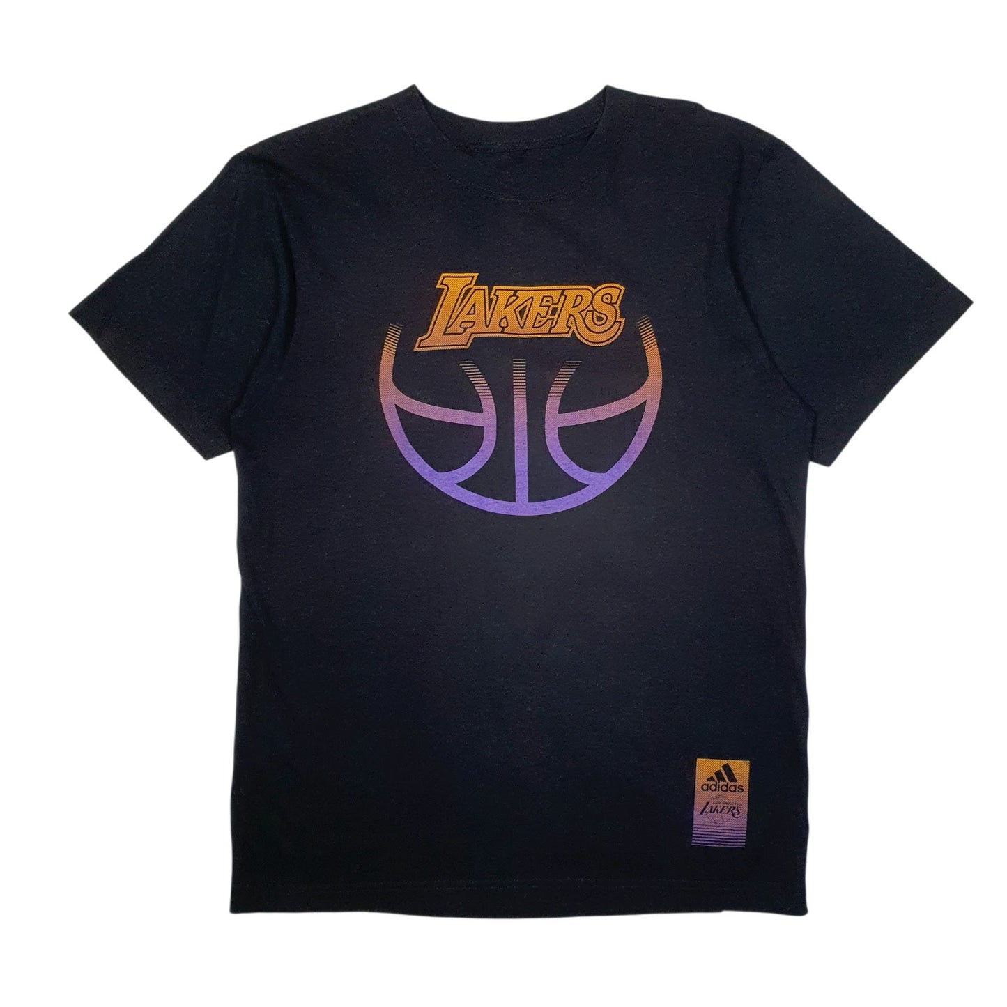 Mens Black Adidas LA Lakers NBA Basketball Short Sleeve T Shirt