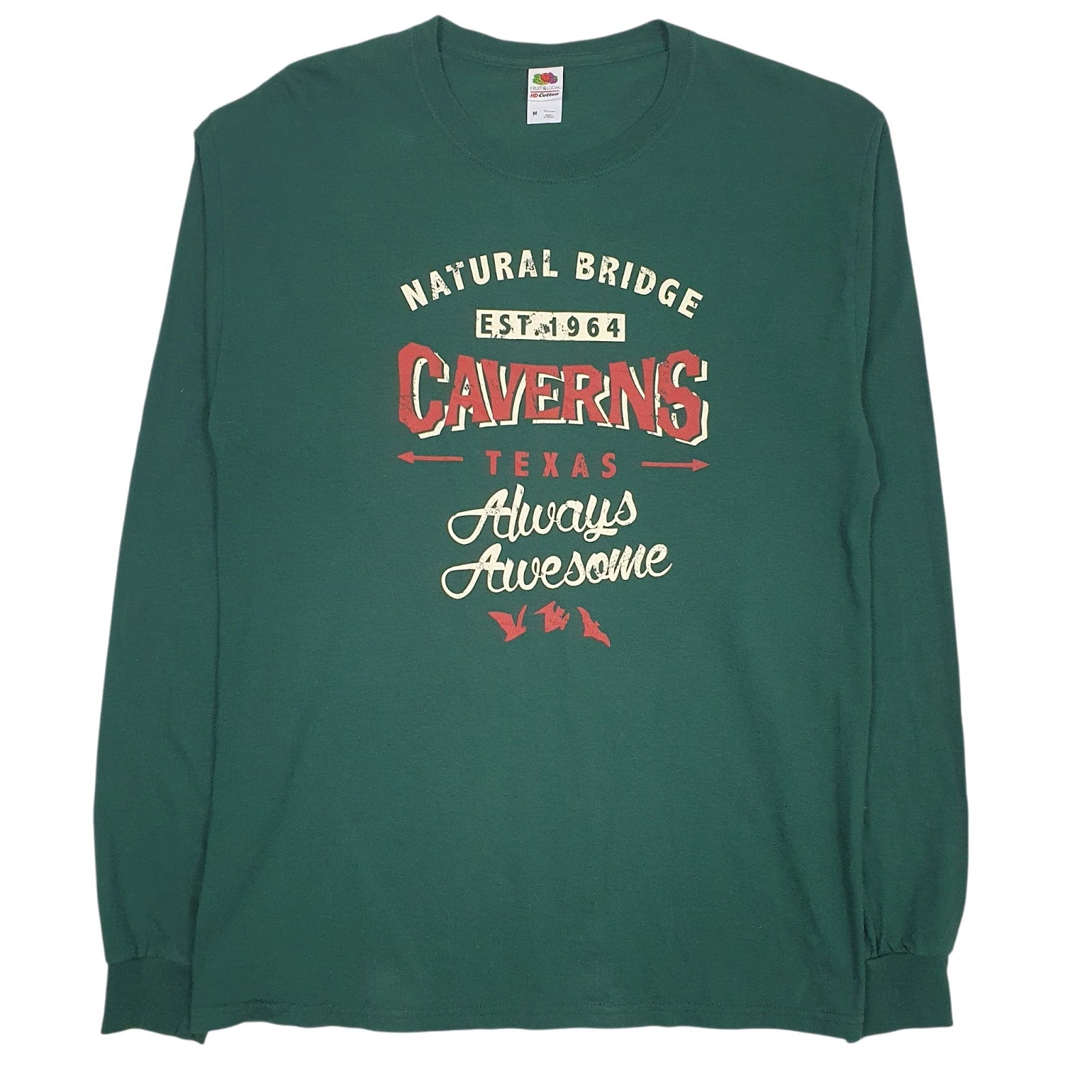 Mens Green Fruit Of The Loom  Long Sleeve T Shirt