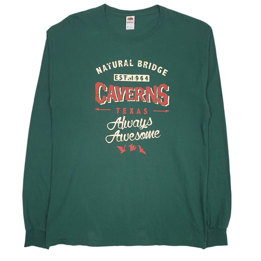 Mens Green Fruit Of The Loom  Long Sleeve T Shirt