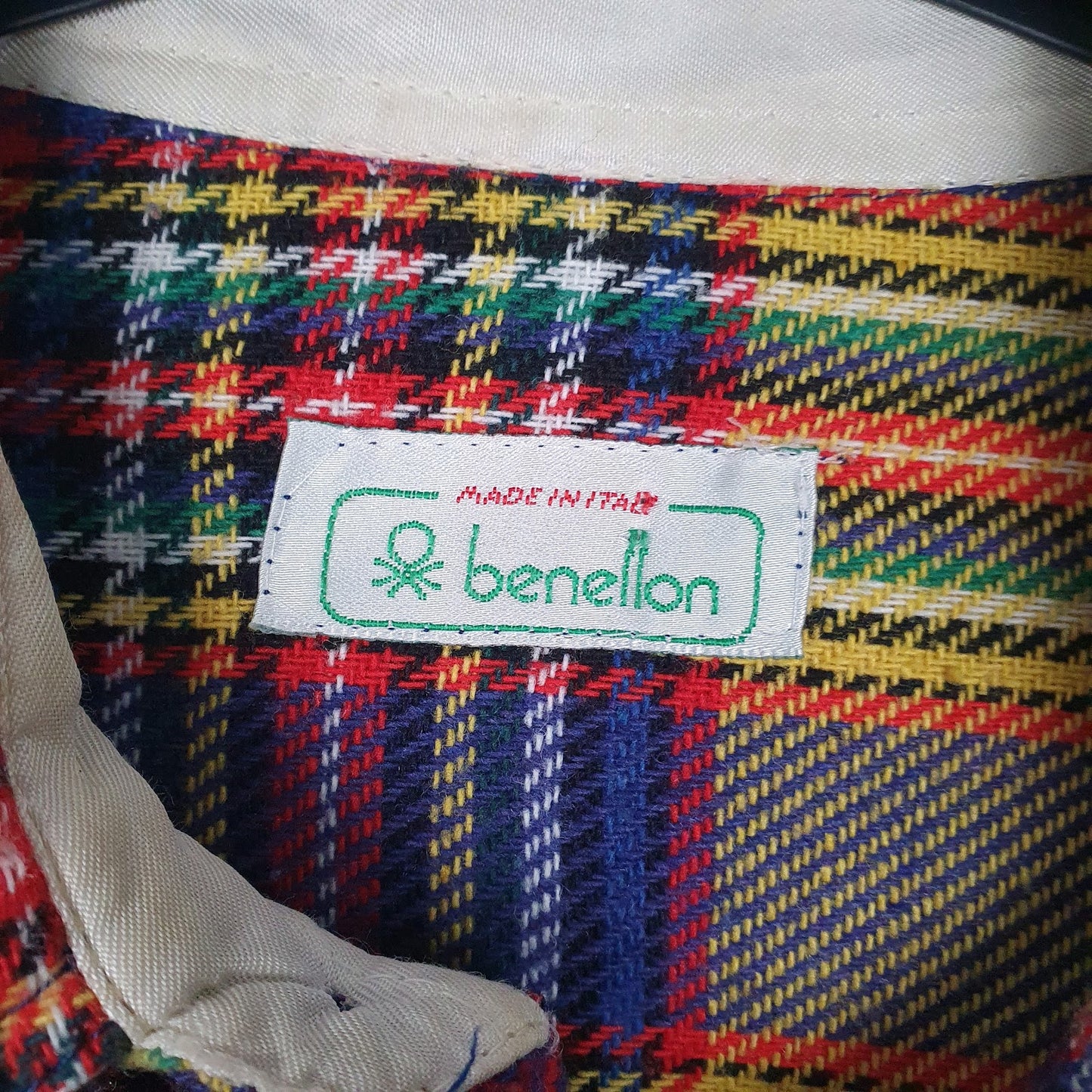 Mens Yellow Benetton Vintage Flannel  Shirt
