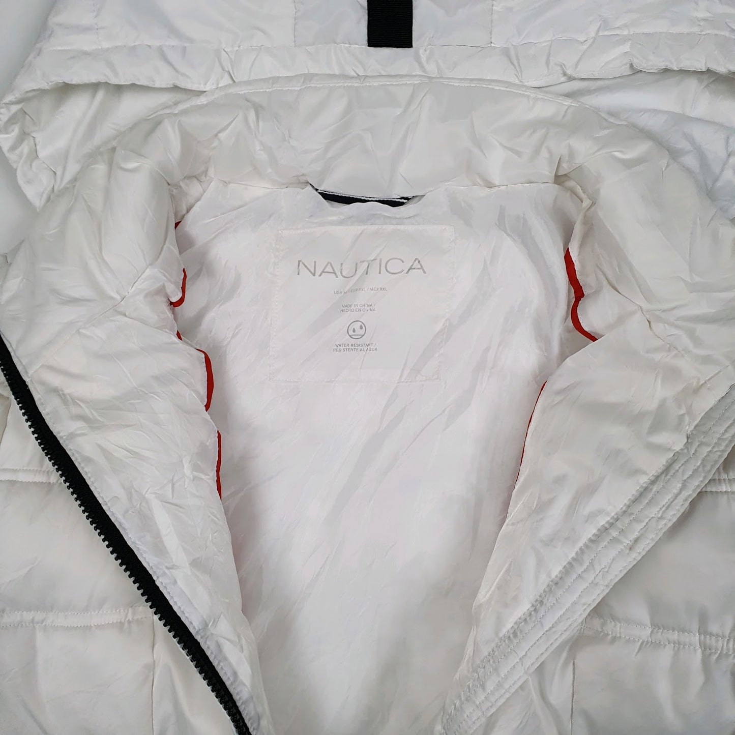 Womens White Nautica Padded Full Zip Coat
