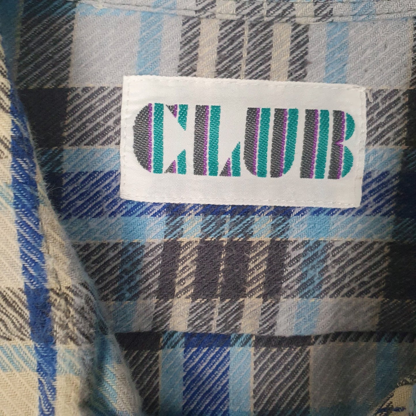 Mens Blue Club Flannel Vintage  Shirt