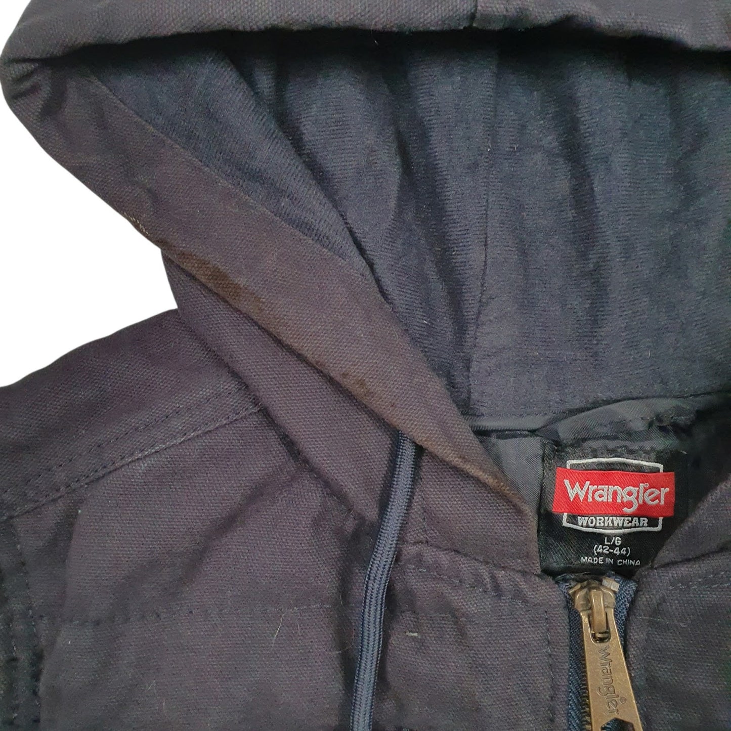 Mens Navy Wrangler Workwear Padded Hooded  Coat