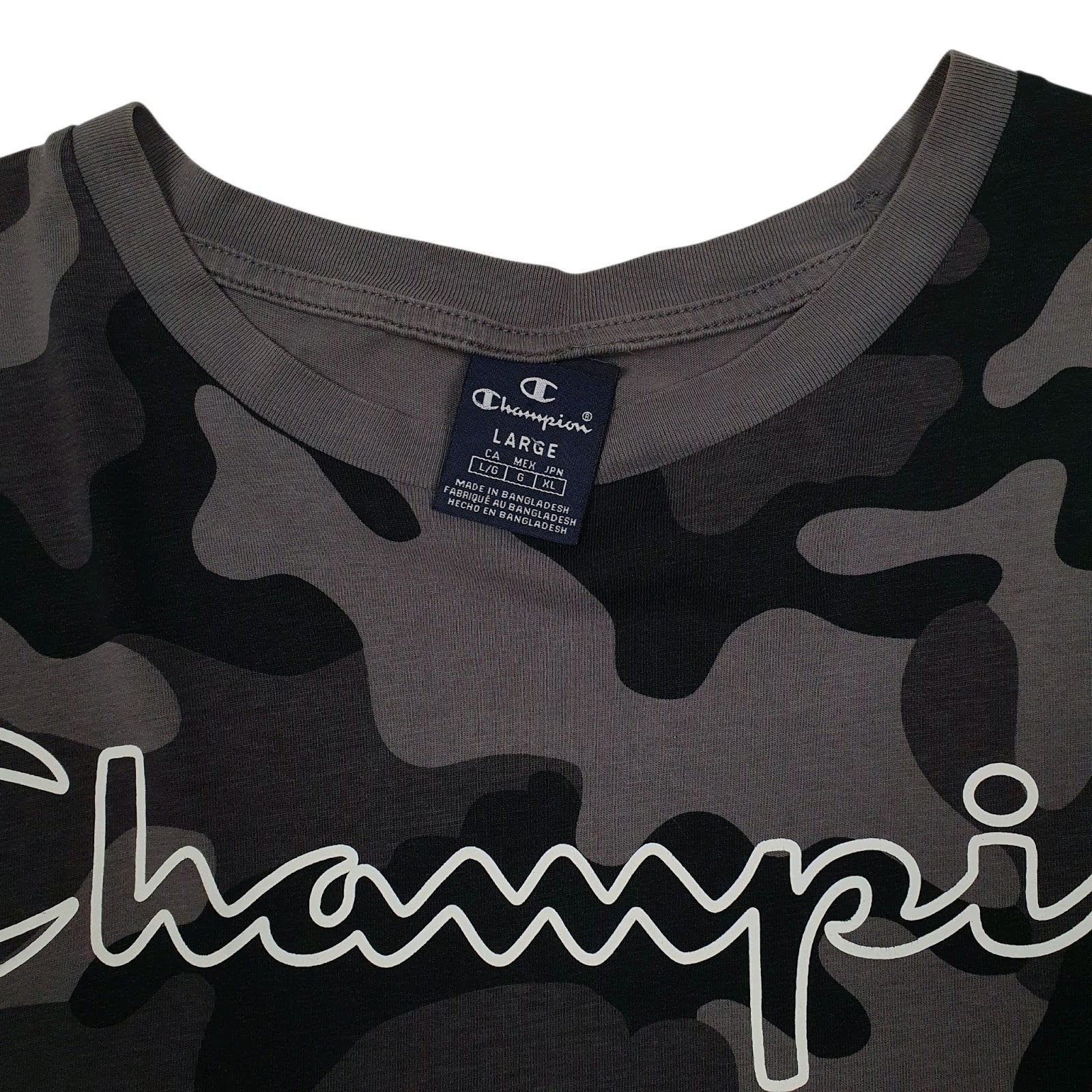 Mens Grey Champion Camo Camouflage  T Shirt