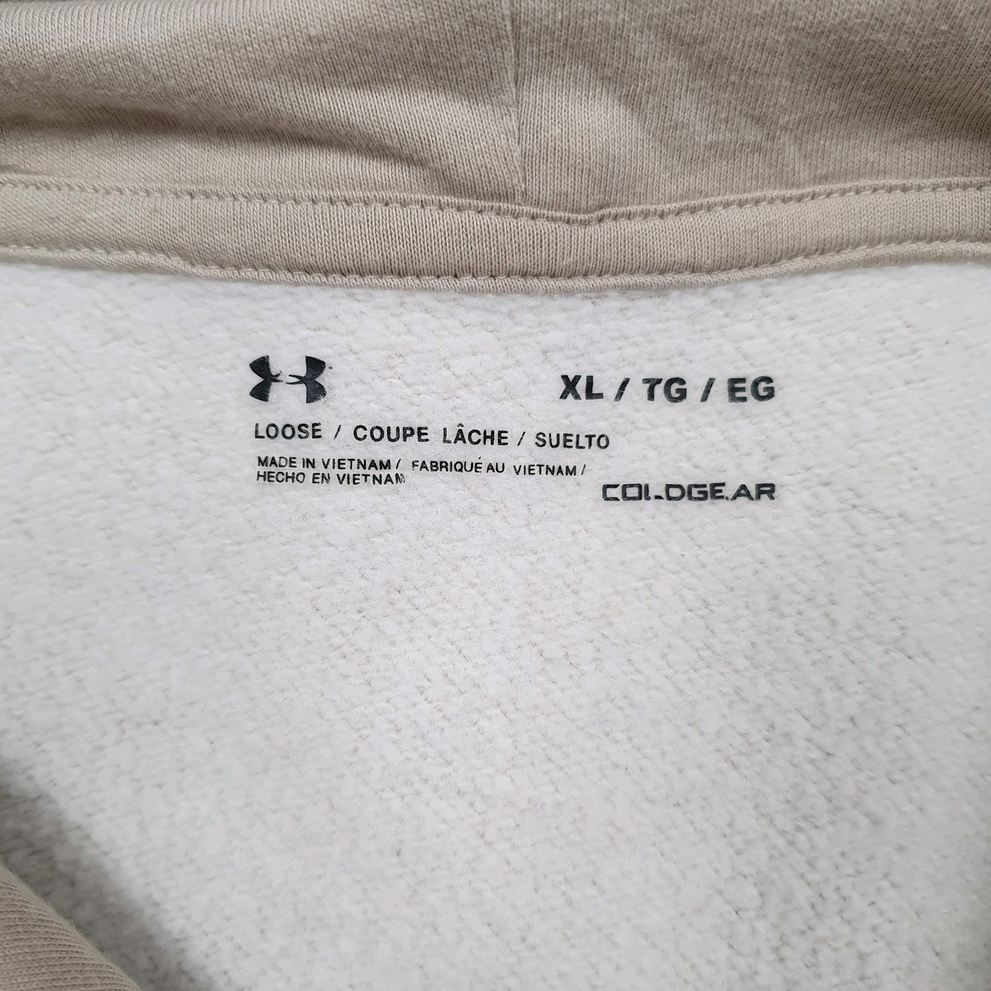 Mens Beige Under Armour Coldgear Spellout Hoodie Jumper
