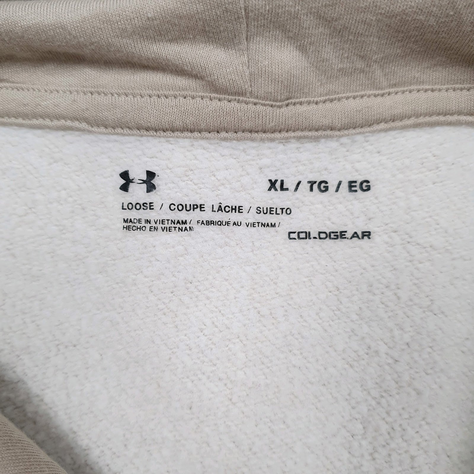 Mens Beige Under Armour Coldgear Spellout Hoodie Jumper