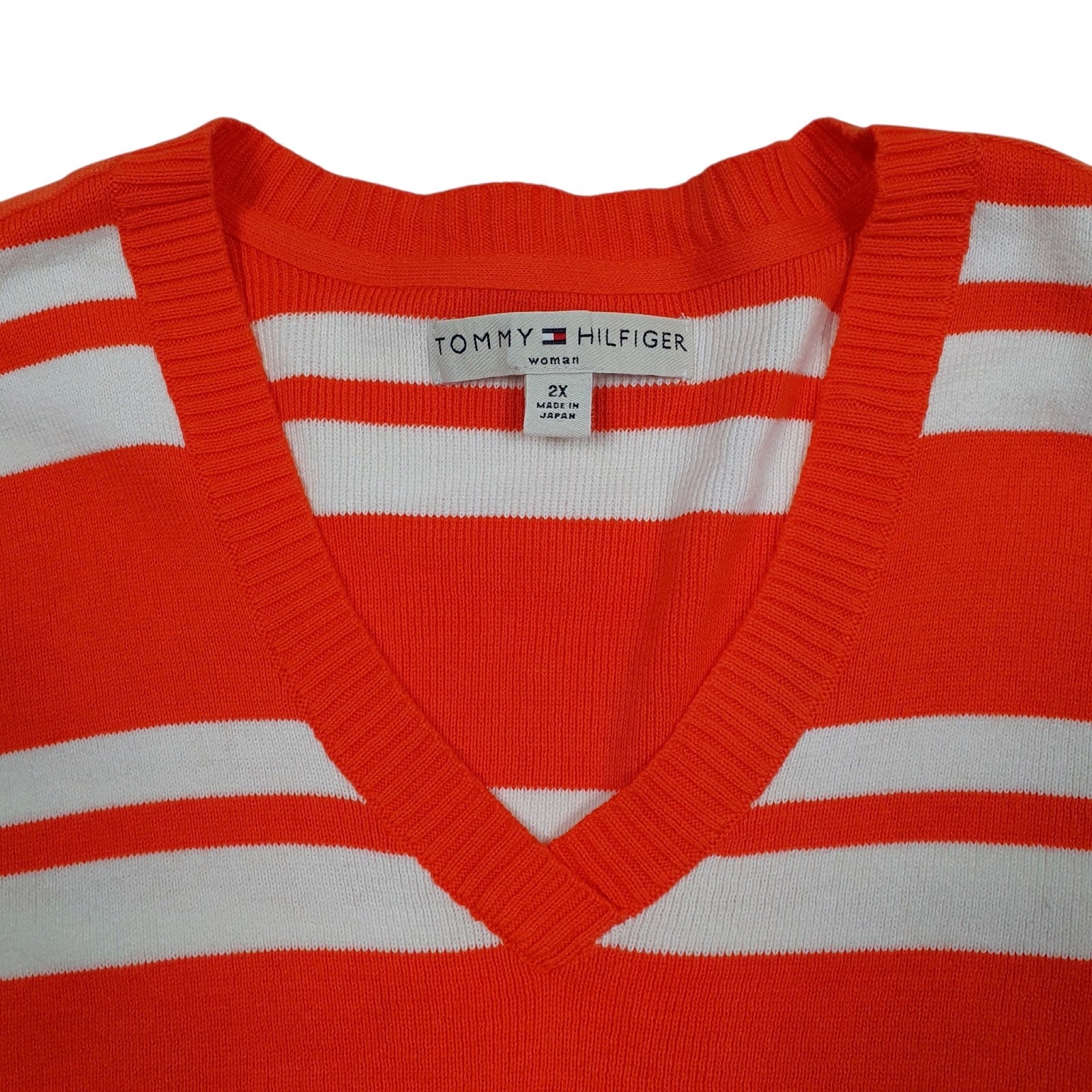 Womens Orange Tommy Hilfiger  V Neck Jumper
