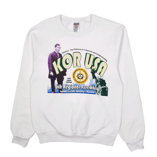 Mens White Jerzees Knights of Rizal Crewneck Jumper