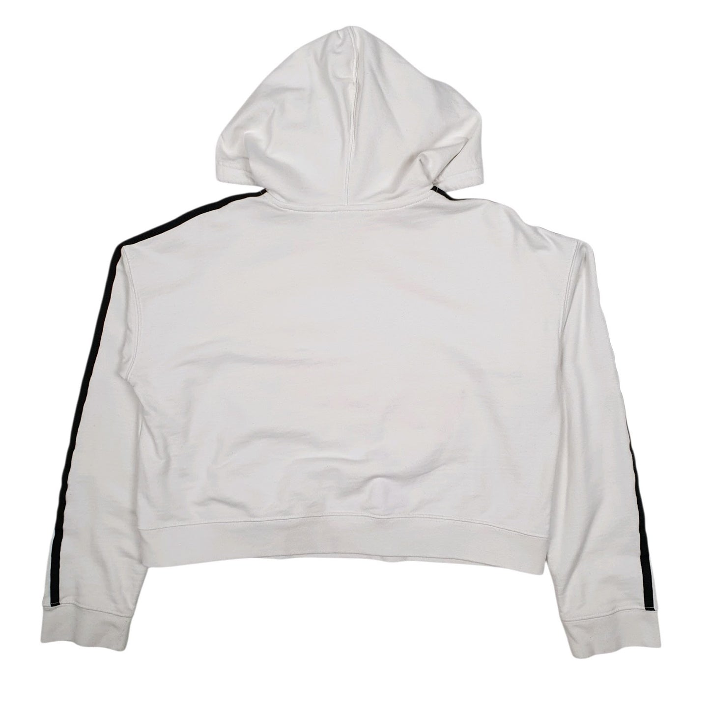 Womens White Adidas Crop Top Hoodie Jumper