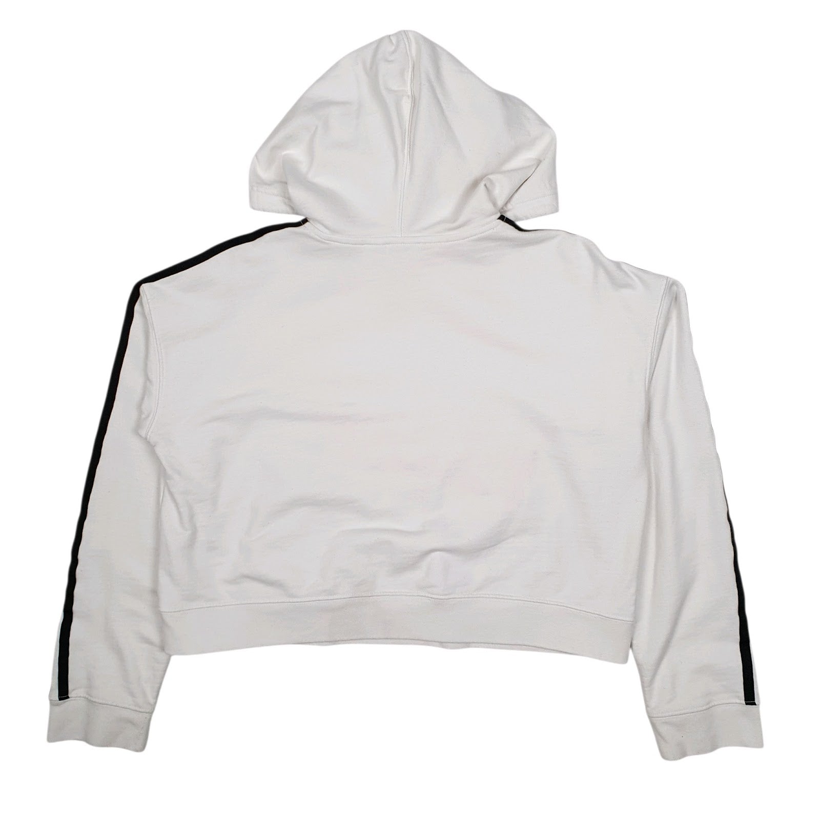 Womens White Adidas Crop Top Hoodie Jumper