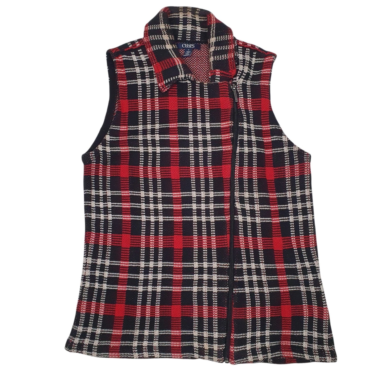 Womens Black Chaps Plaid  Coat