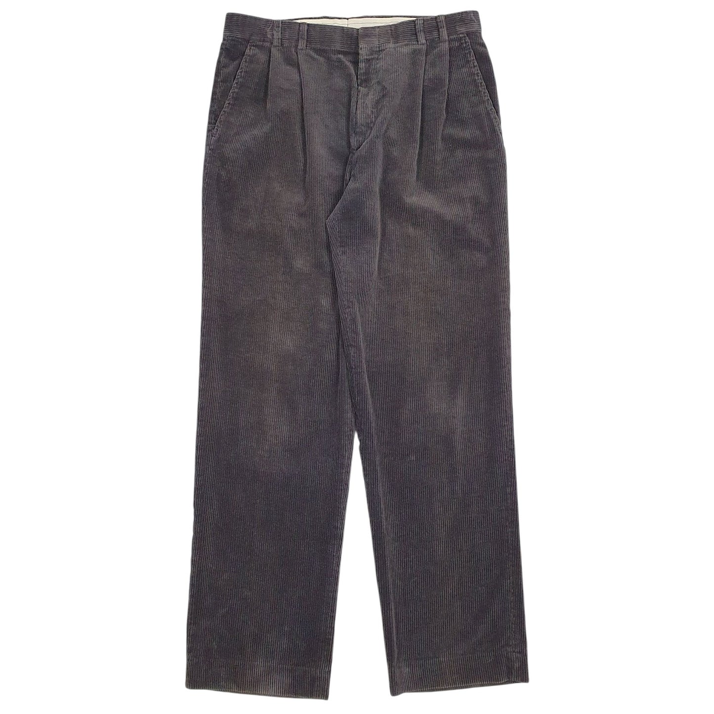 Mens Grey Eddie Bauer Pleated Corduroy Trousers