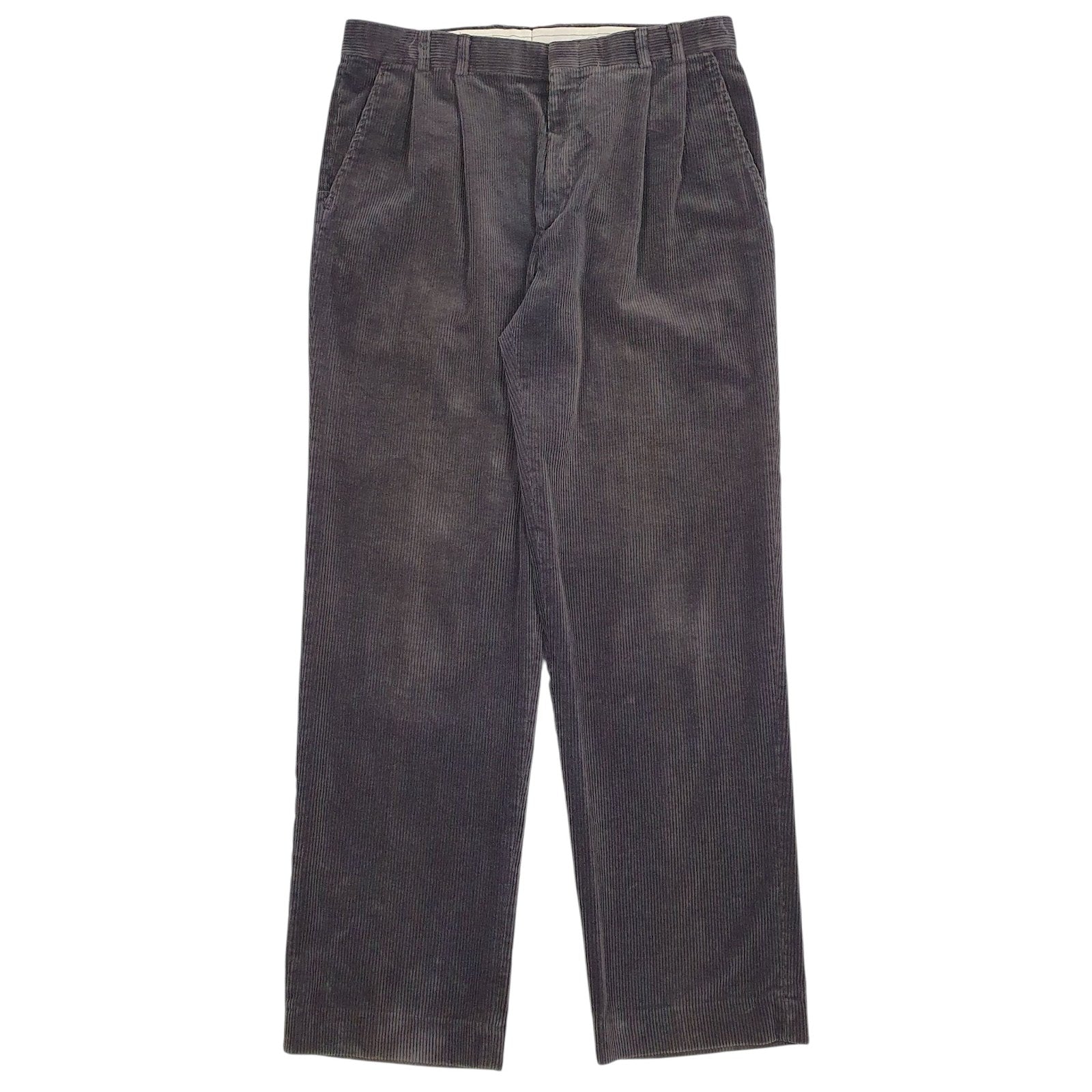 Mens Grey Eddie Bauer Pleated Corduroy Trousers