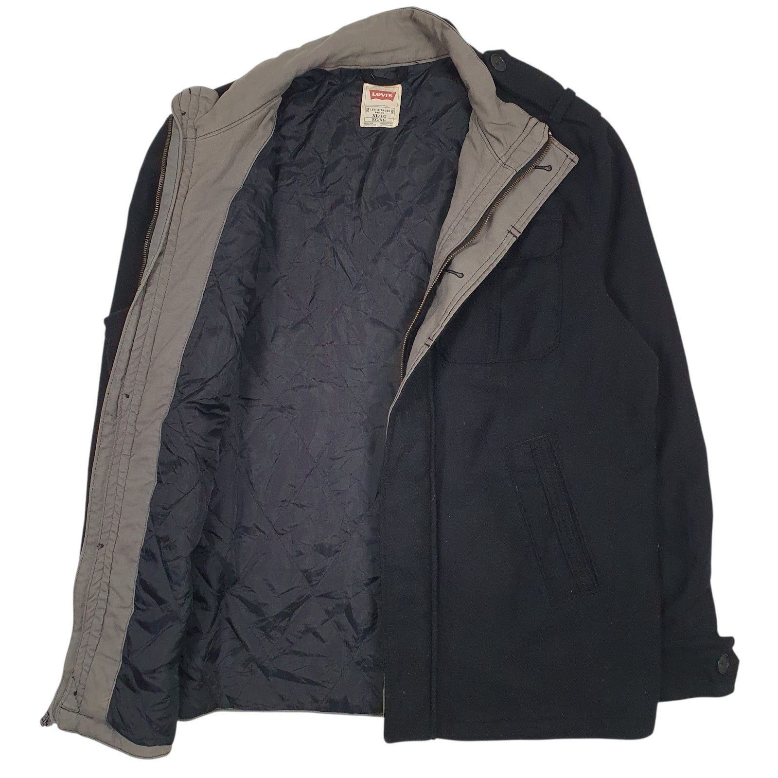 Mens Black Levis Wool  Coat