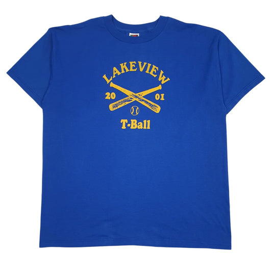 Mens Blue Fruit Of The Loom Lakeview T-ball Short Sleeve T Shirt