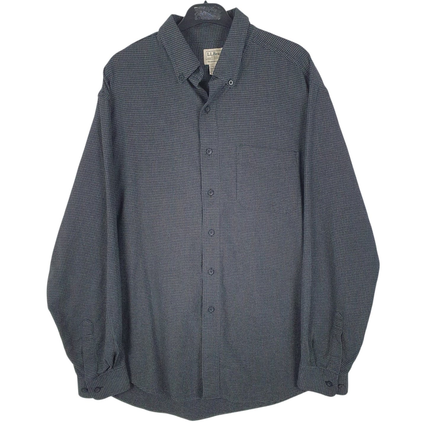 Mens Grey L.L.Bean Flannel Long Sleeve Shirt