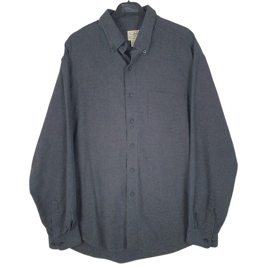 Mens Grey L.L.Bean Flannel Long Sleeve Shirt