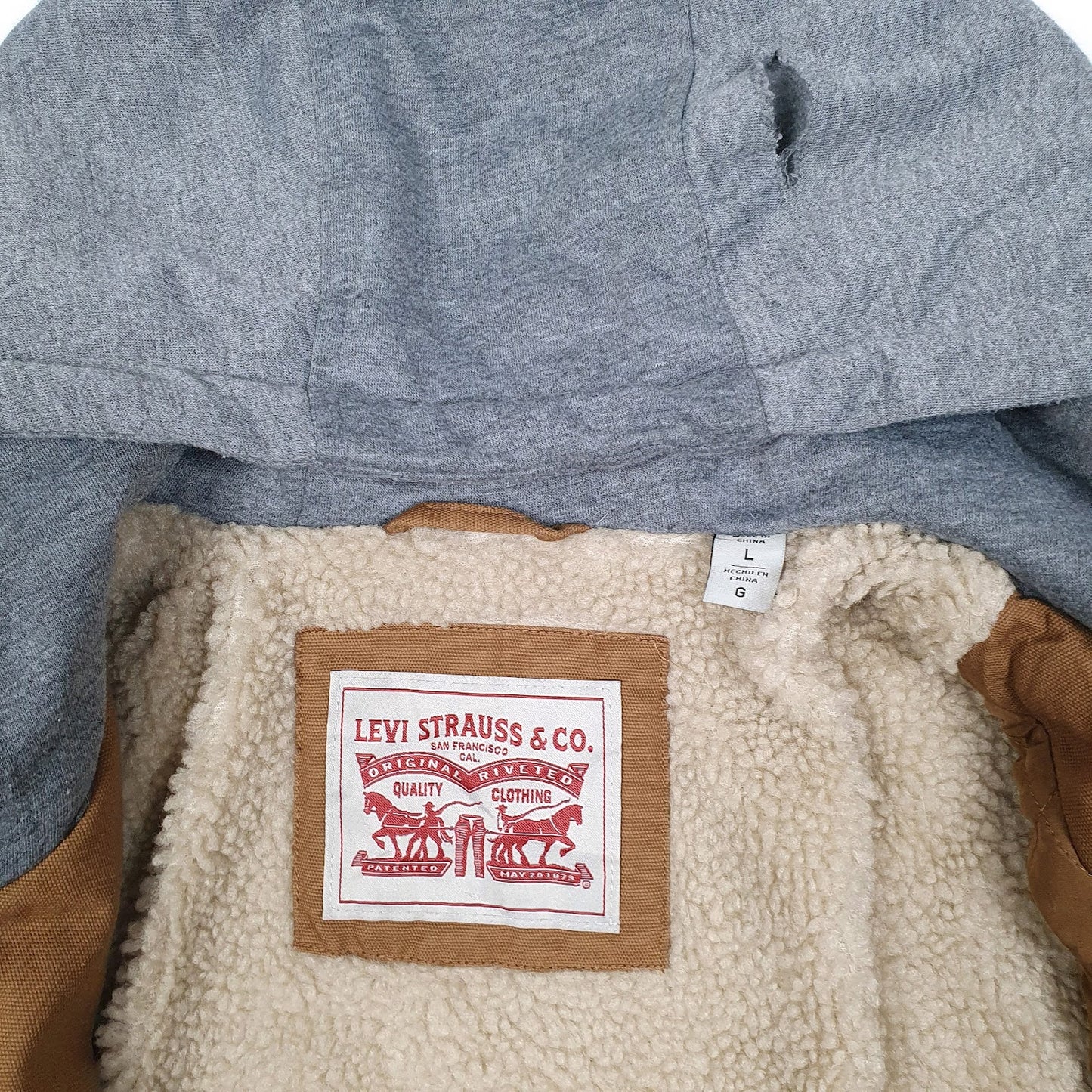 Mens Brown Levis Hoodie Windbreaker  Coat