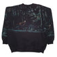 Mens Black Artisan Graphic Henley Vintage 90s Made In USA Quarter Zip Jumper