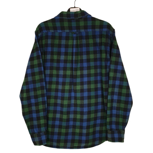 Mens Blue Eddie Bauer Heavyweight Plaid Flannel  Shirt