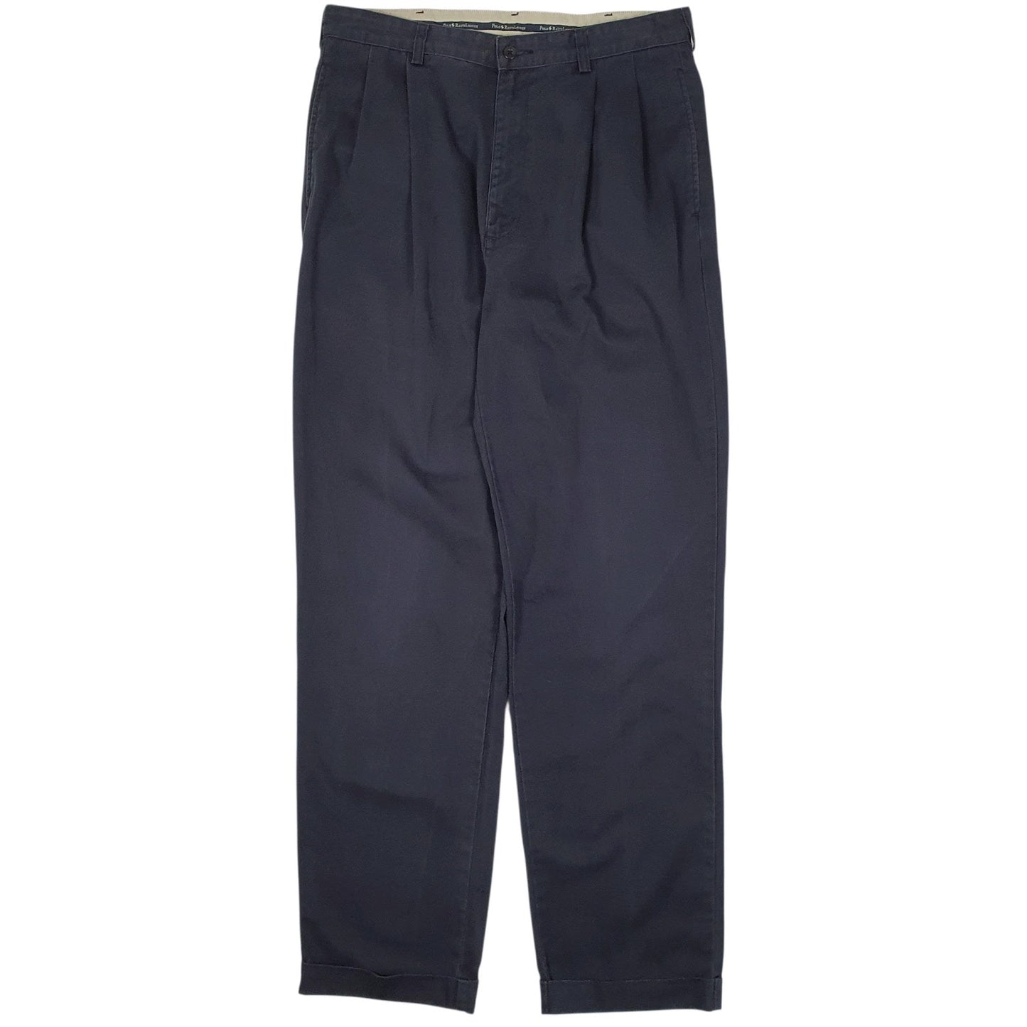 Mens Navy Polo Ralph Lauren Hammond Pant Pleated Vintage 90s Chino Trousers