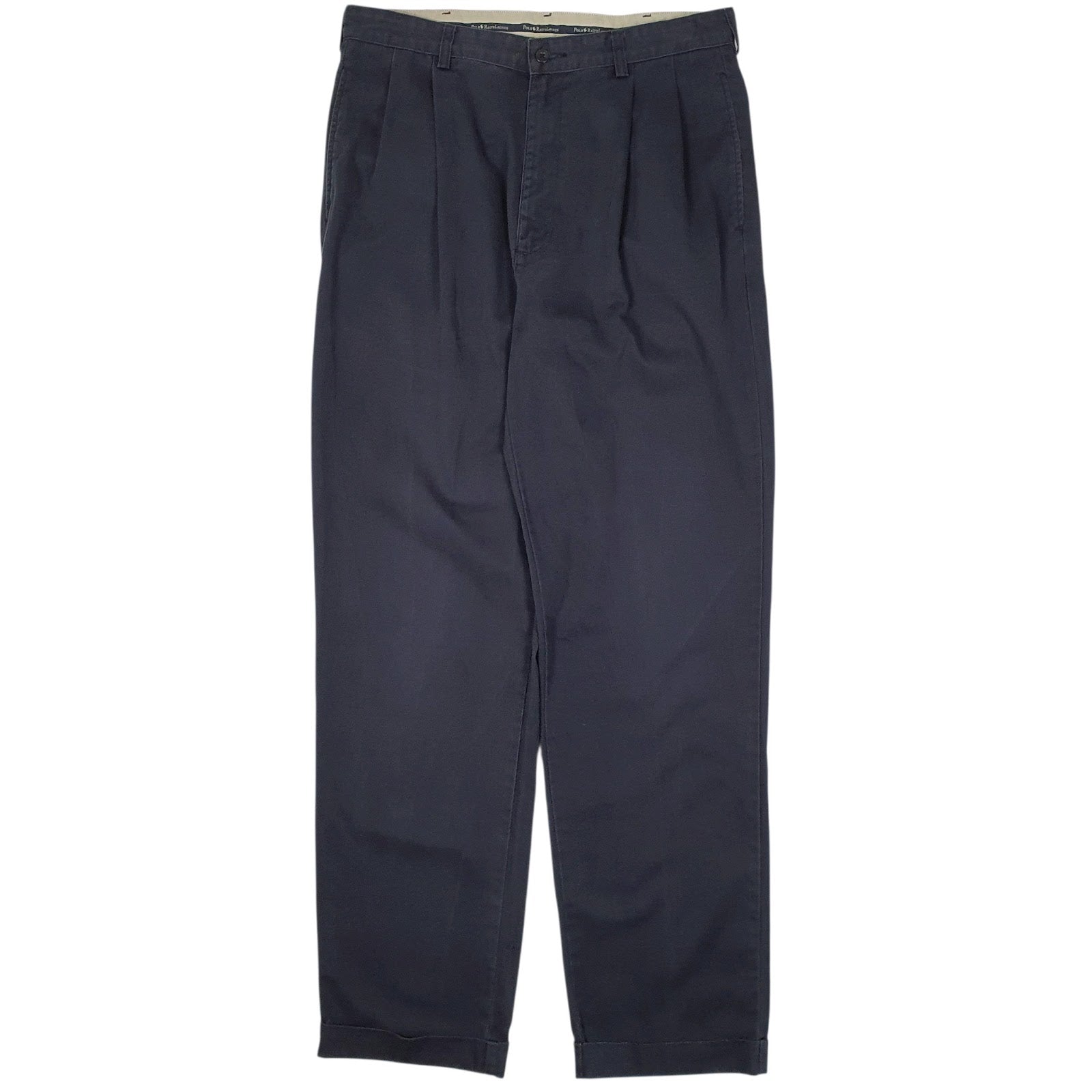 Mens Navy Polo Ralph Lauren Hammond Pant Pleated Vintage 90s Chino Trousers