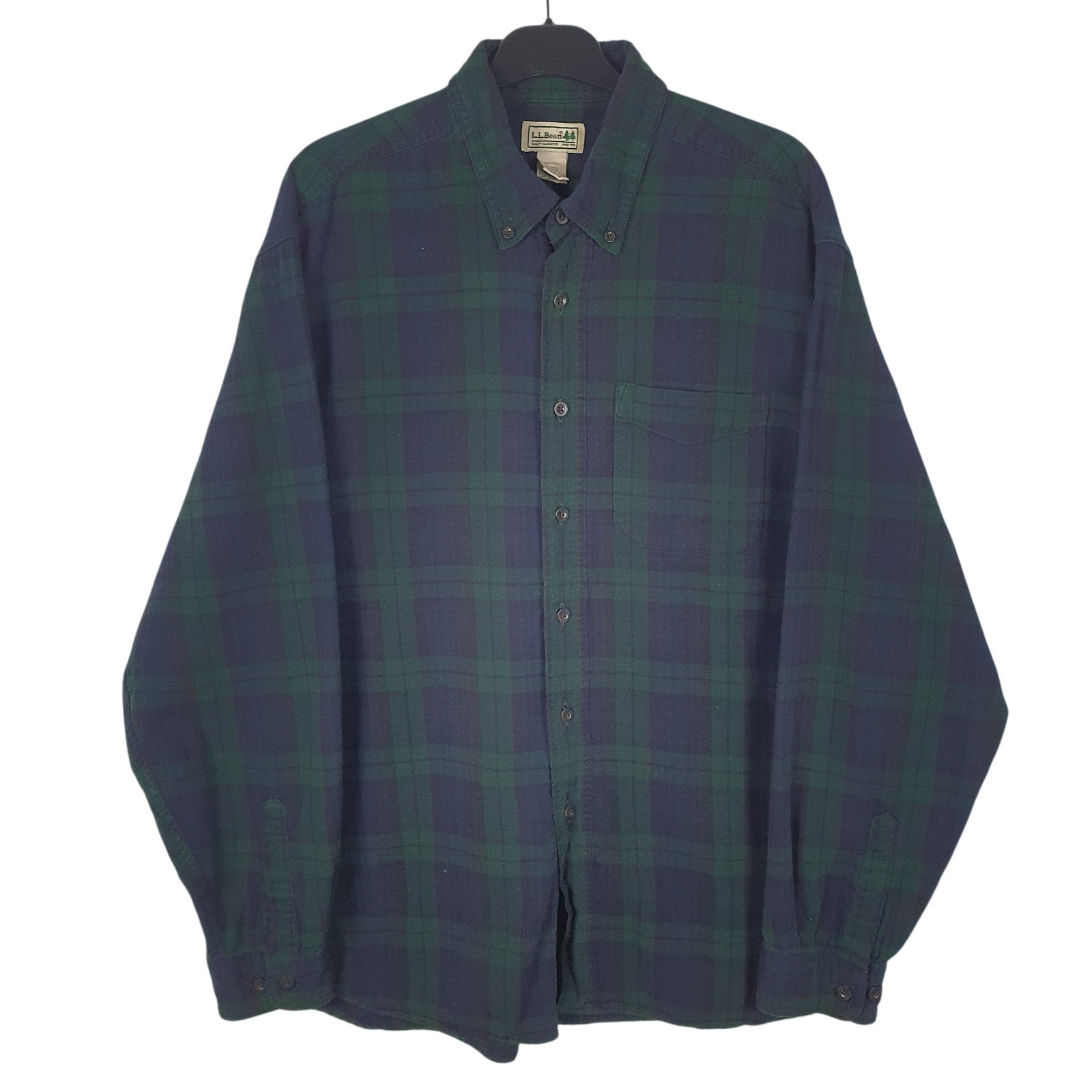 Mens Navy L.L.Bean Flannel Long Sleeve Shirt