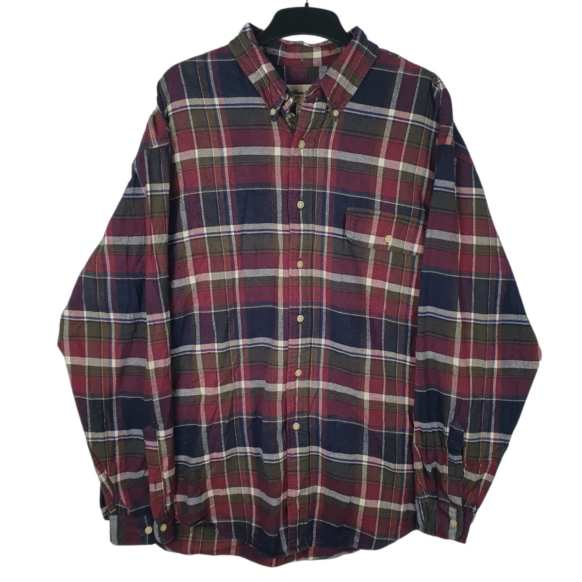Mens Red Eddie Bauer Flannel Long Sleeve Shirt