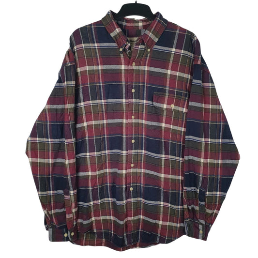 Mens Red Eddie Bauer Flannel Long Sleeve Shirt