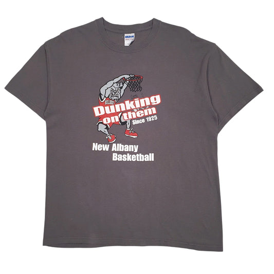Mens Grey Gildan New Albany Basketball Short Sleeve T Shirt