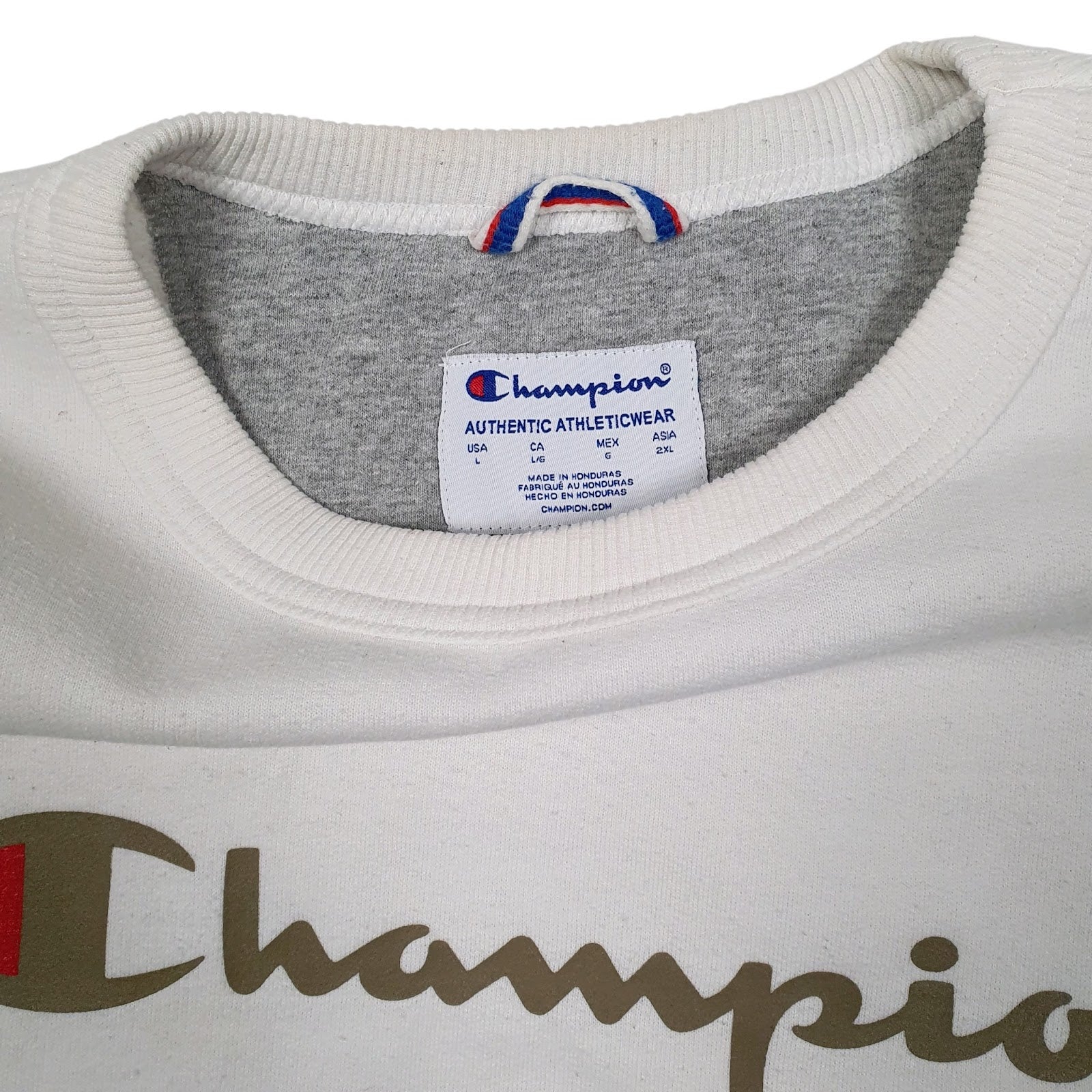 Mens White Champion  Crewneck Jumper