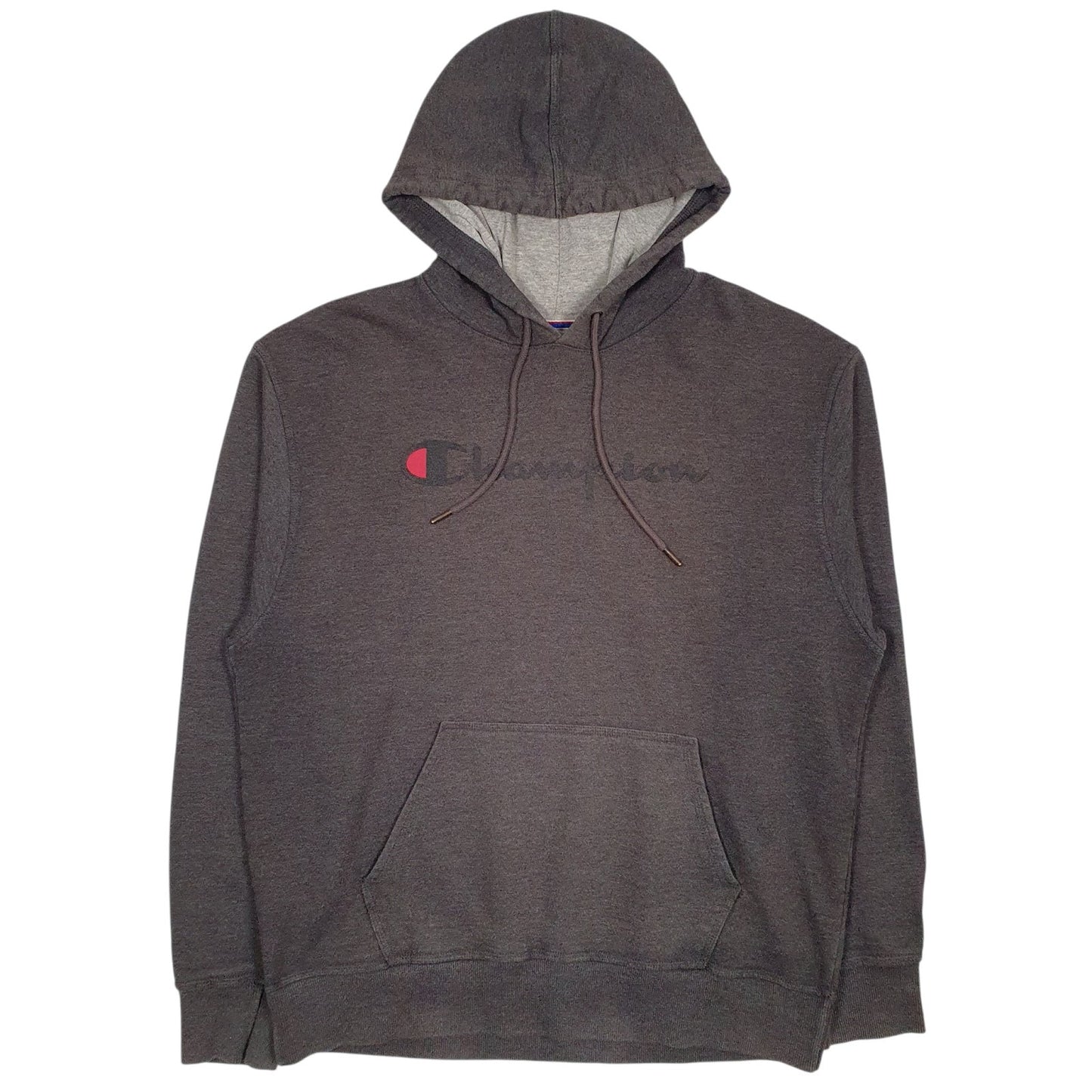 Mens Grey Champion Spellout Hoodie Jumper