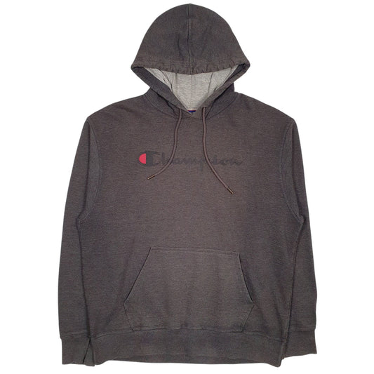 Mens Grey Champion Spellout Hoodie Jumper