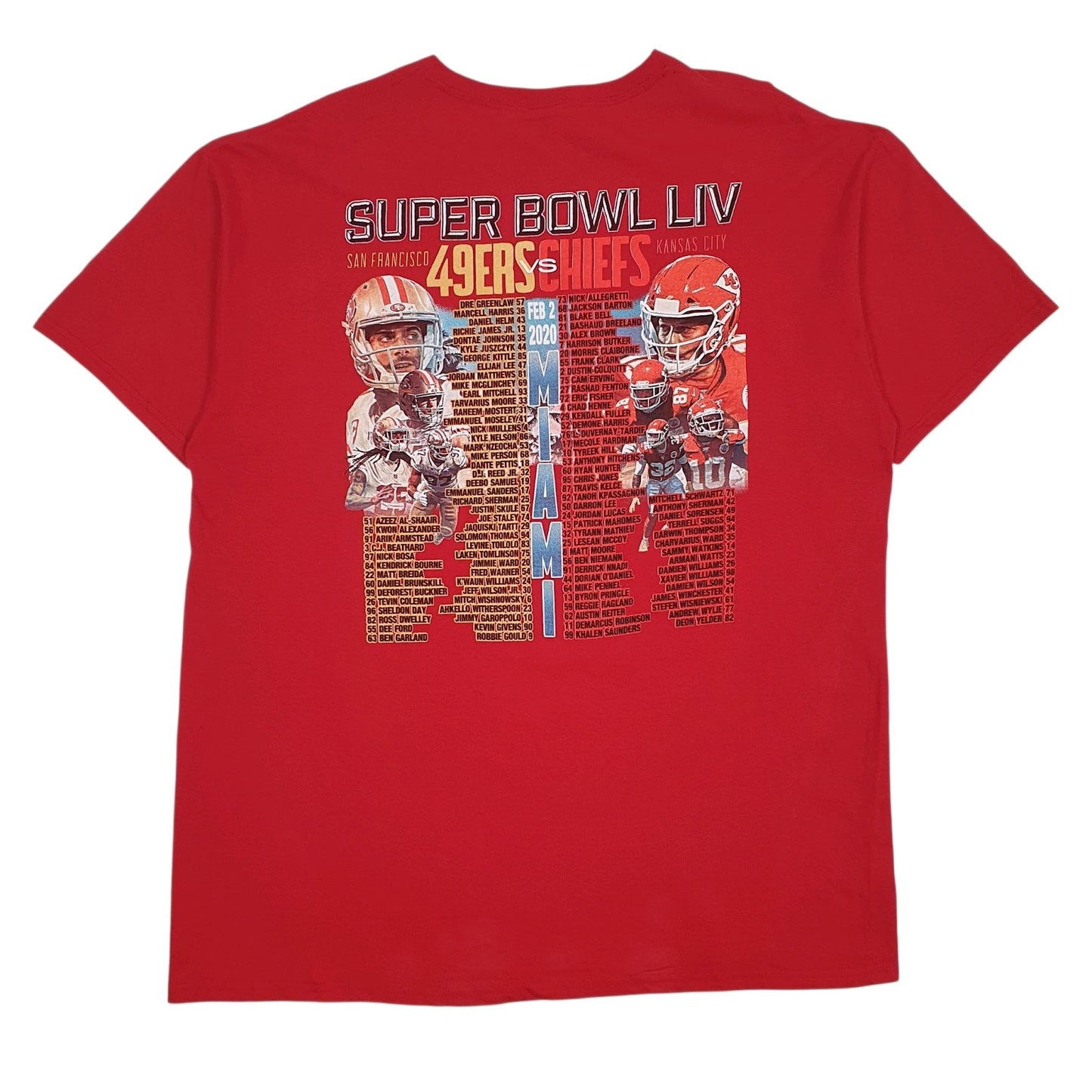 Mens Red Fruit Of The Loom Superbowl 2020  T Shirt