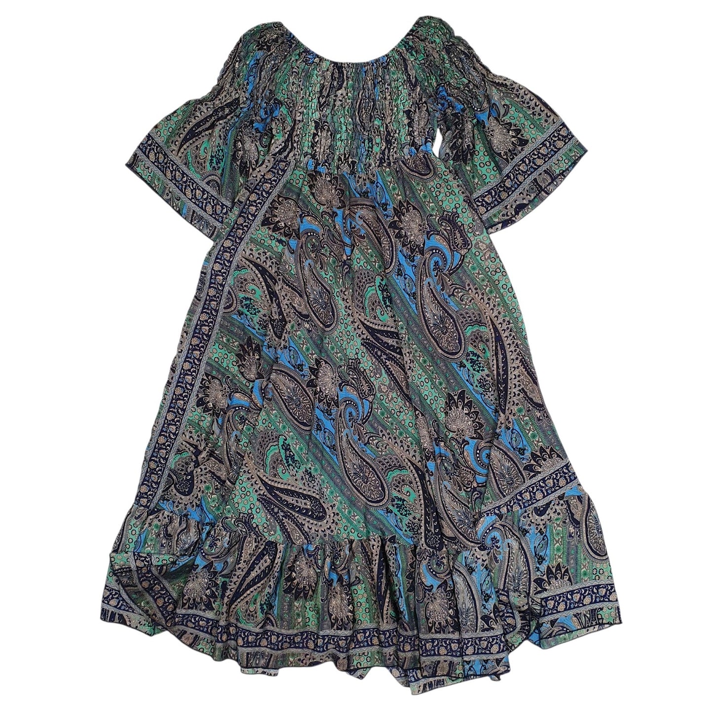 Womens Green Kasturi Paisley Short Sleeve Dress