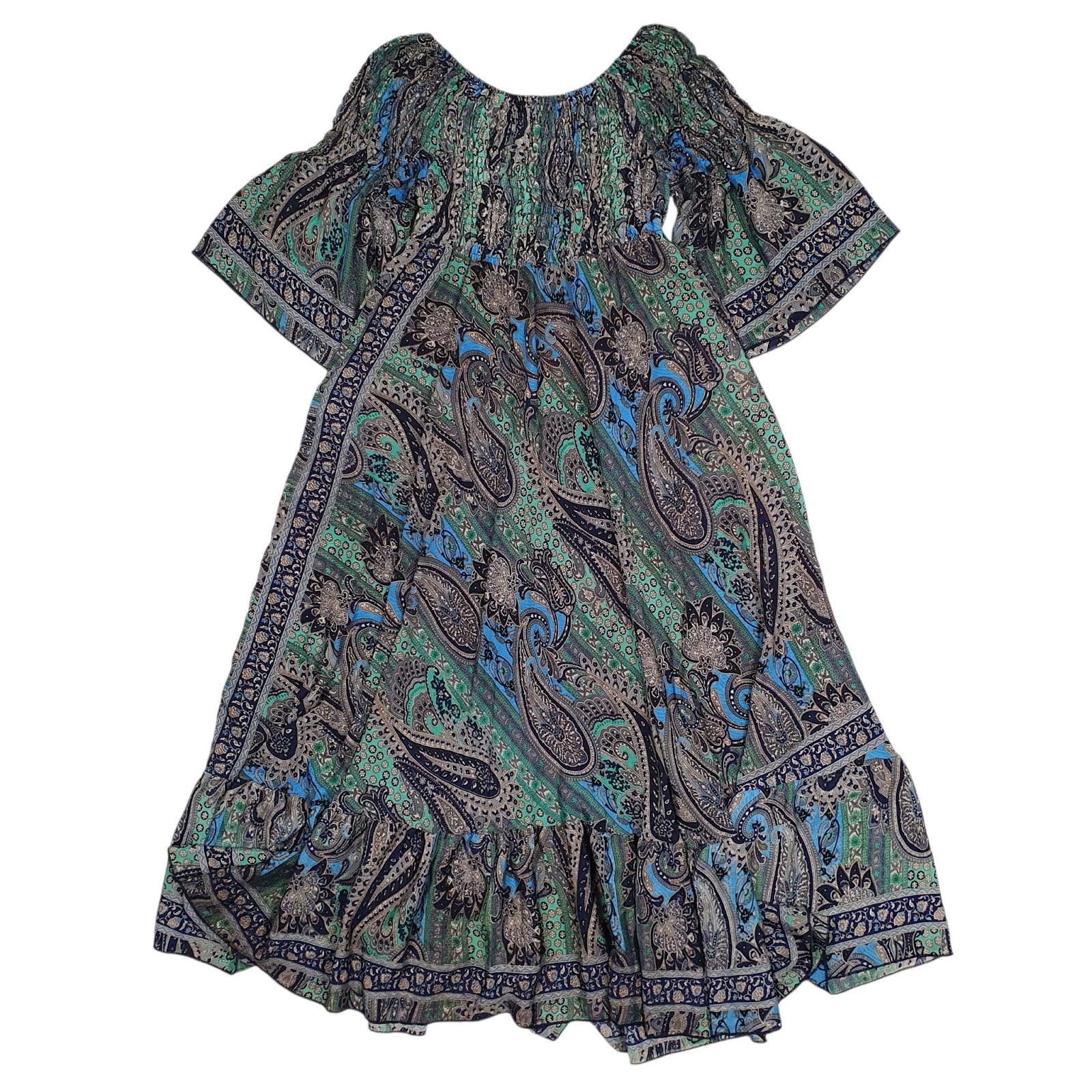 Womens Green Kasturi Paisley Short Sleeve Dress
