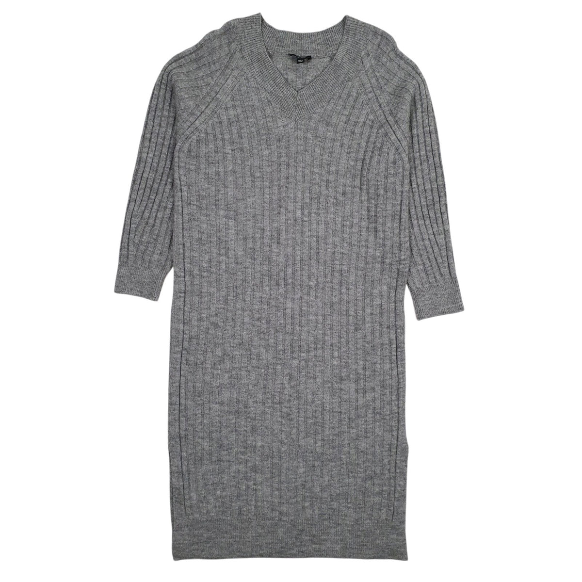 Womens Grey New Look Longline Dress V Neck Jumper