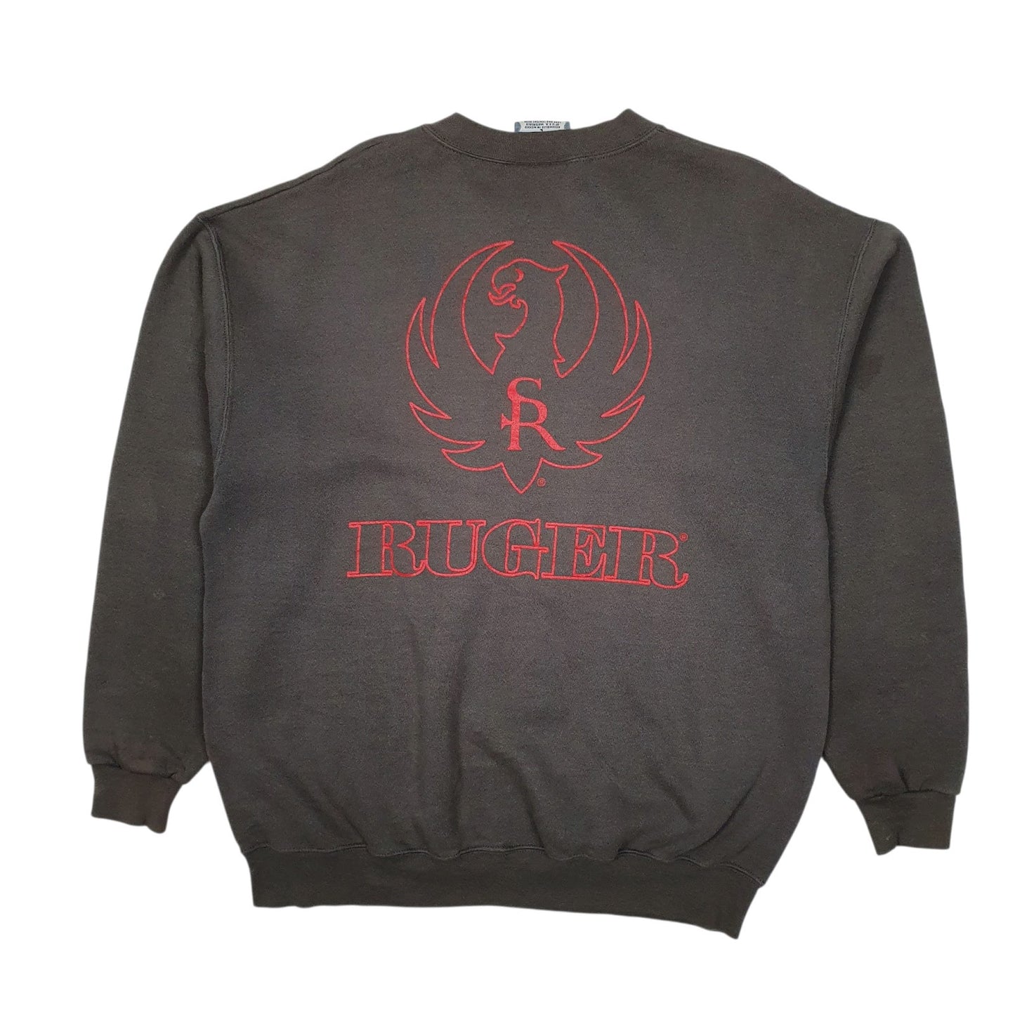 Mens Grey Lee Heavyweight Vintage 90s Ruger Firearms Crewneck Jumper