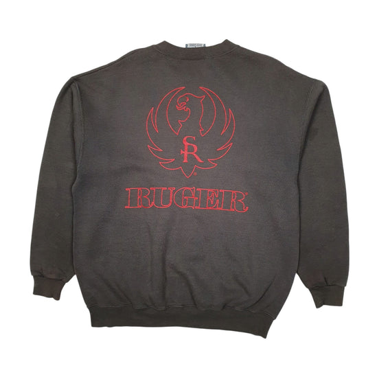 Mens Grey Lee Heavyweight Vintage 90s Ruger Firearms Crewneck Jumper