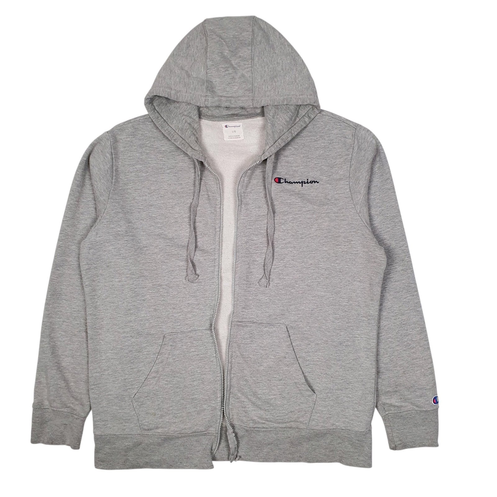 Mens Grey Champion Hoodie Full Zip Jumper