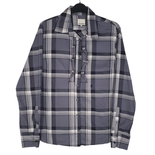 Mens Grey Henry Cottons  Long Sleeve Shirt