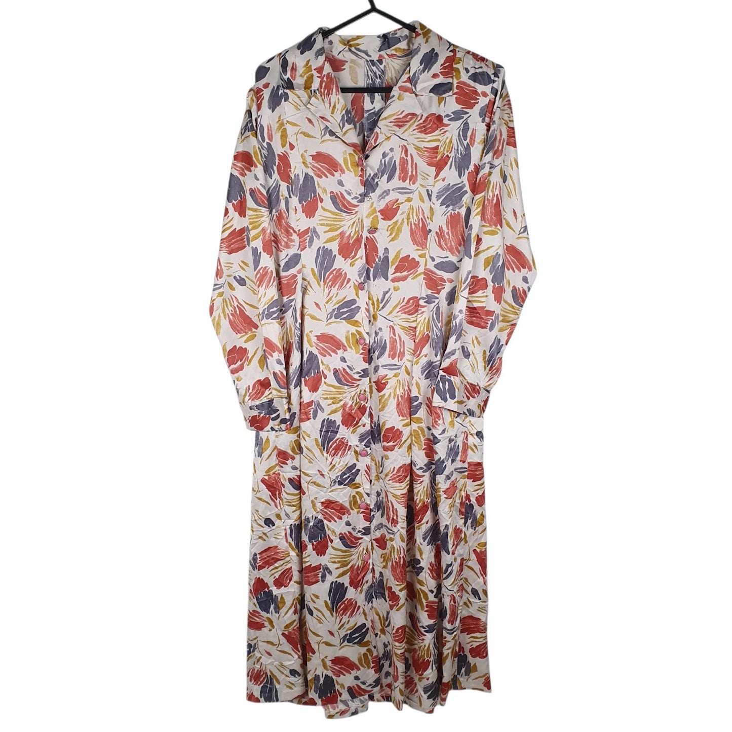 Womens White Unbranded Print Button Up Long Sleeve Dress