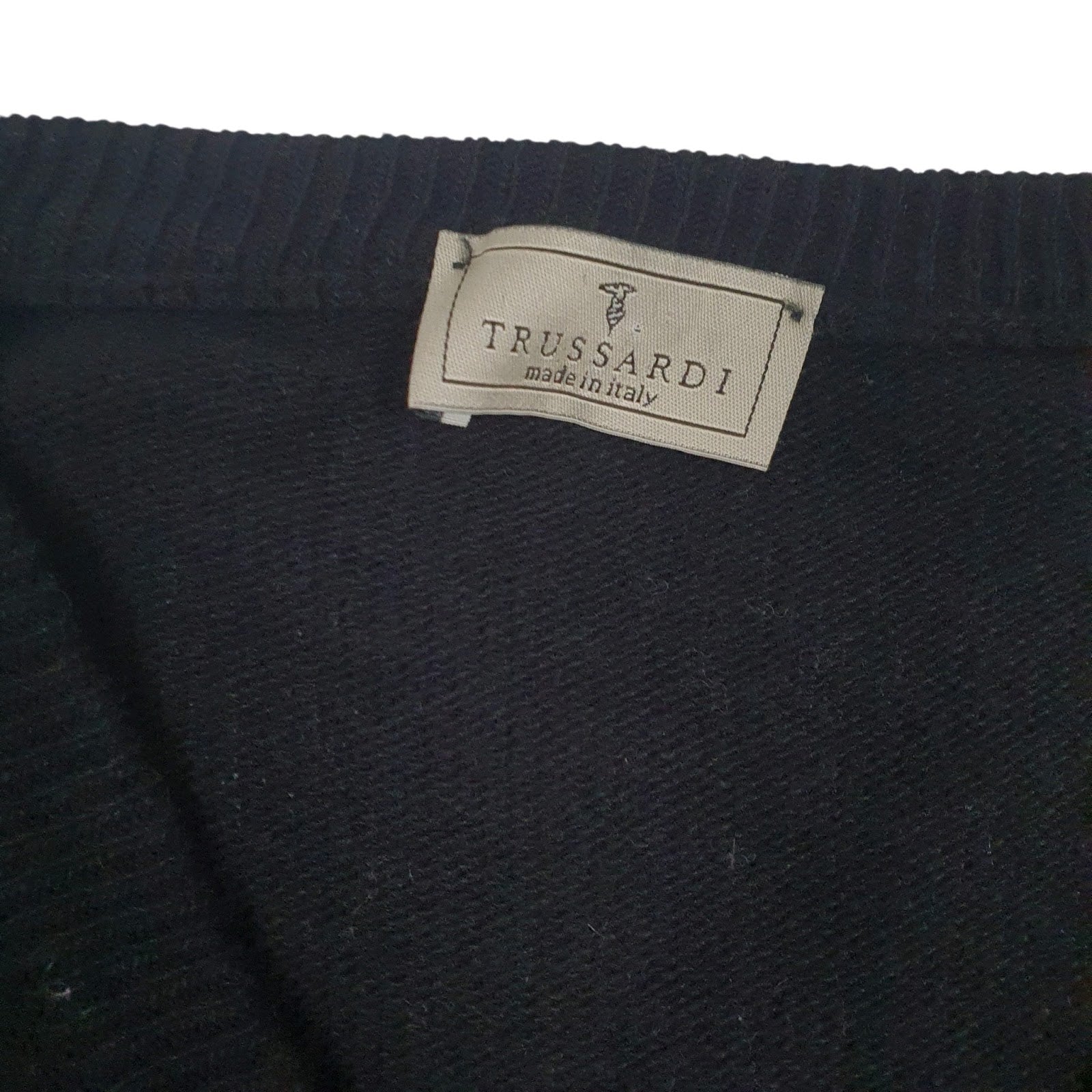 Mens Black Trussardi Made In Italy V Neck Jumper