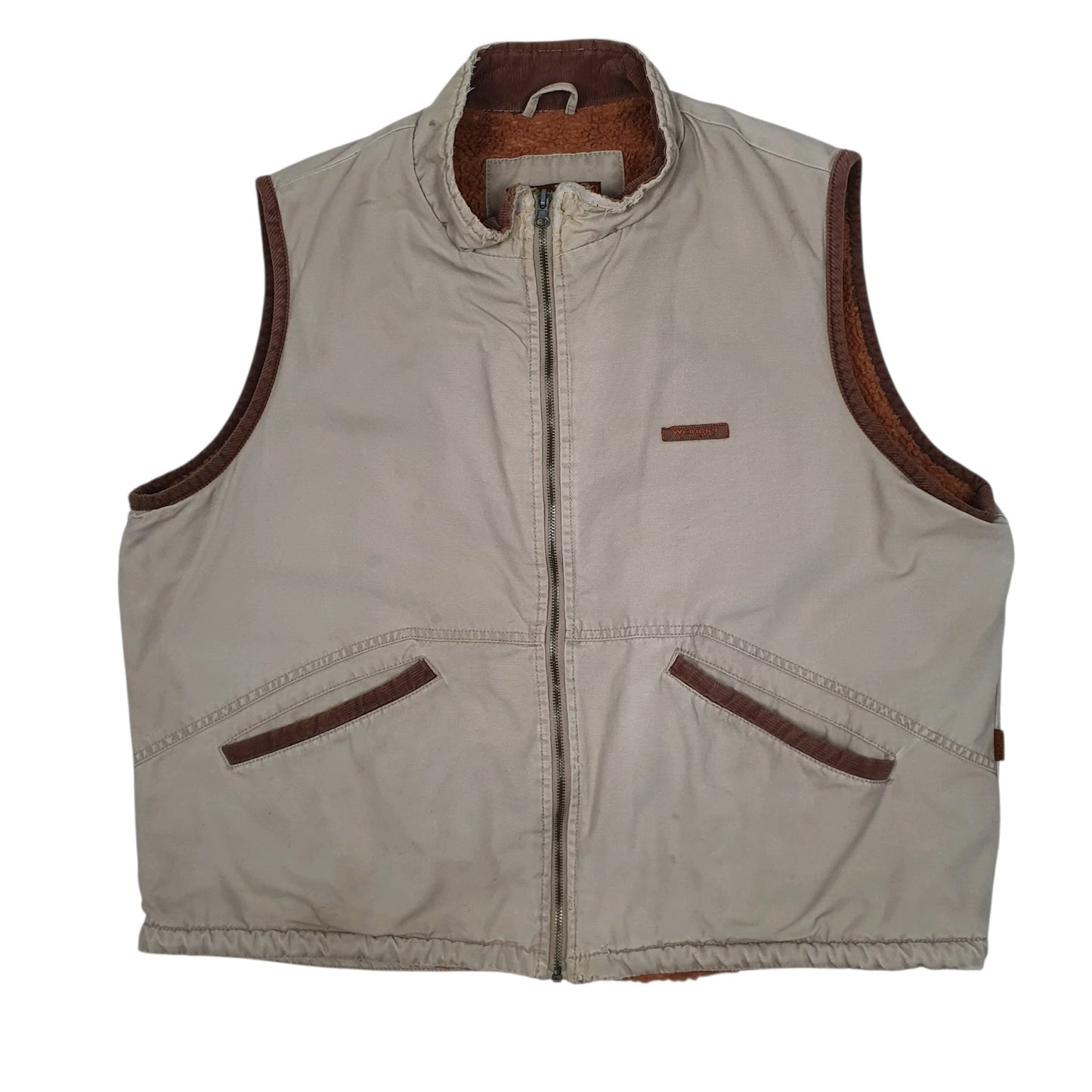 Mens Grey Wrangler Vintage 00s Vest Bodywarmer Sherpa Lined  Coat