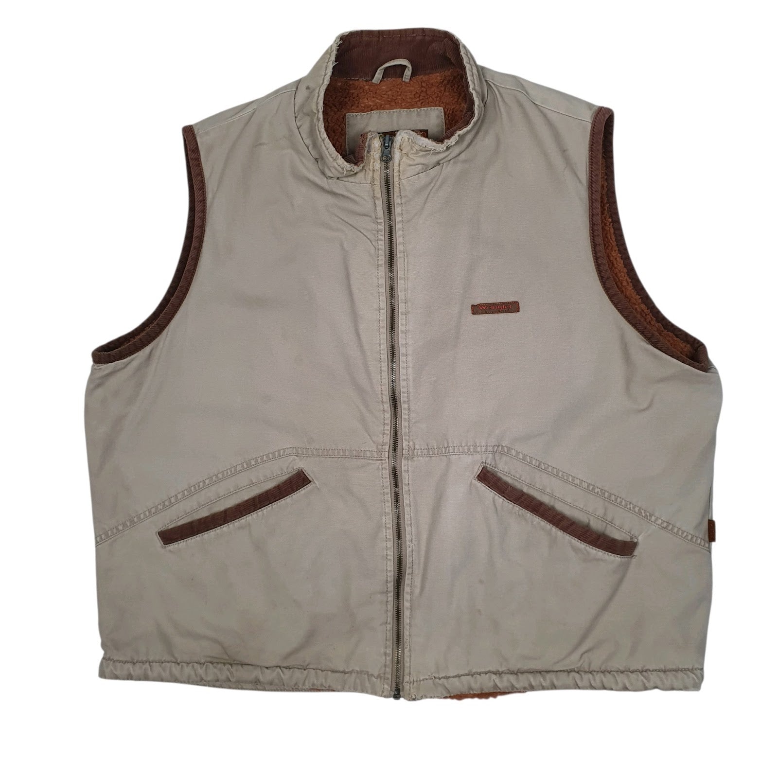 Mens Grey Wrangler Vintage 00s Vest Bodywarmer Sherpa Lined  Coat