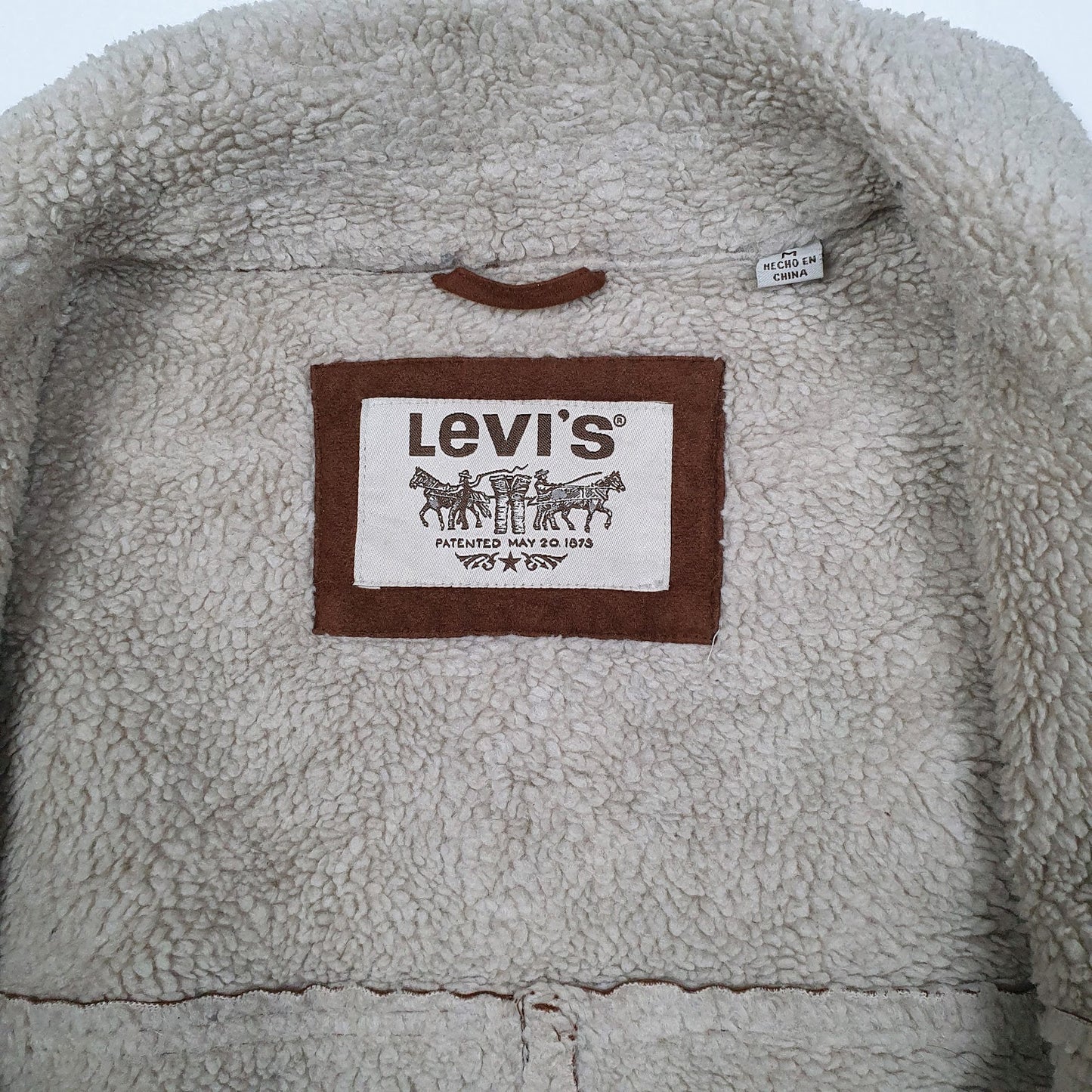 Mens Brown Levis Shearling Sherpa Lined  Coat