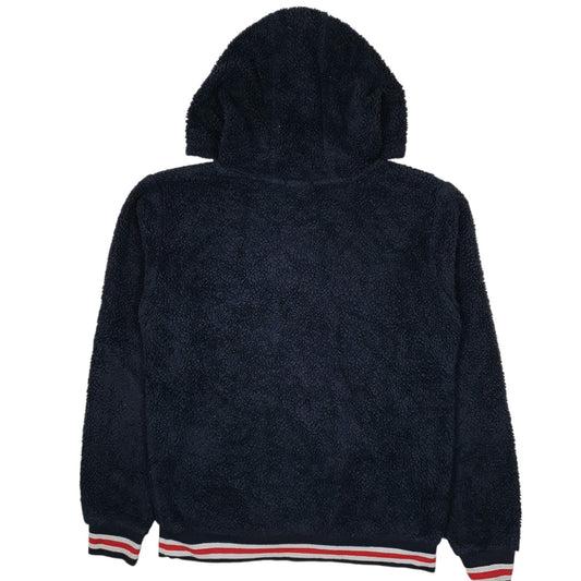 Womens Navy Fila Sherpa Hoodie Jumper
