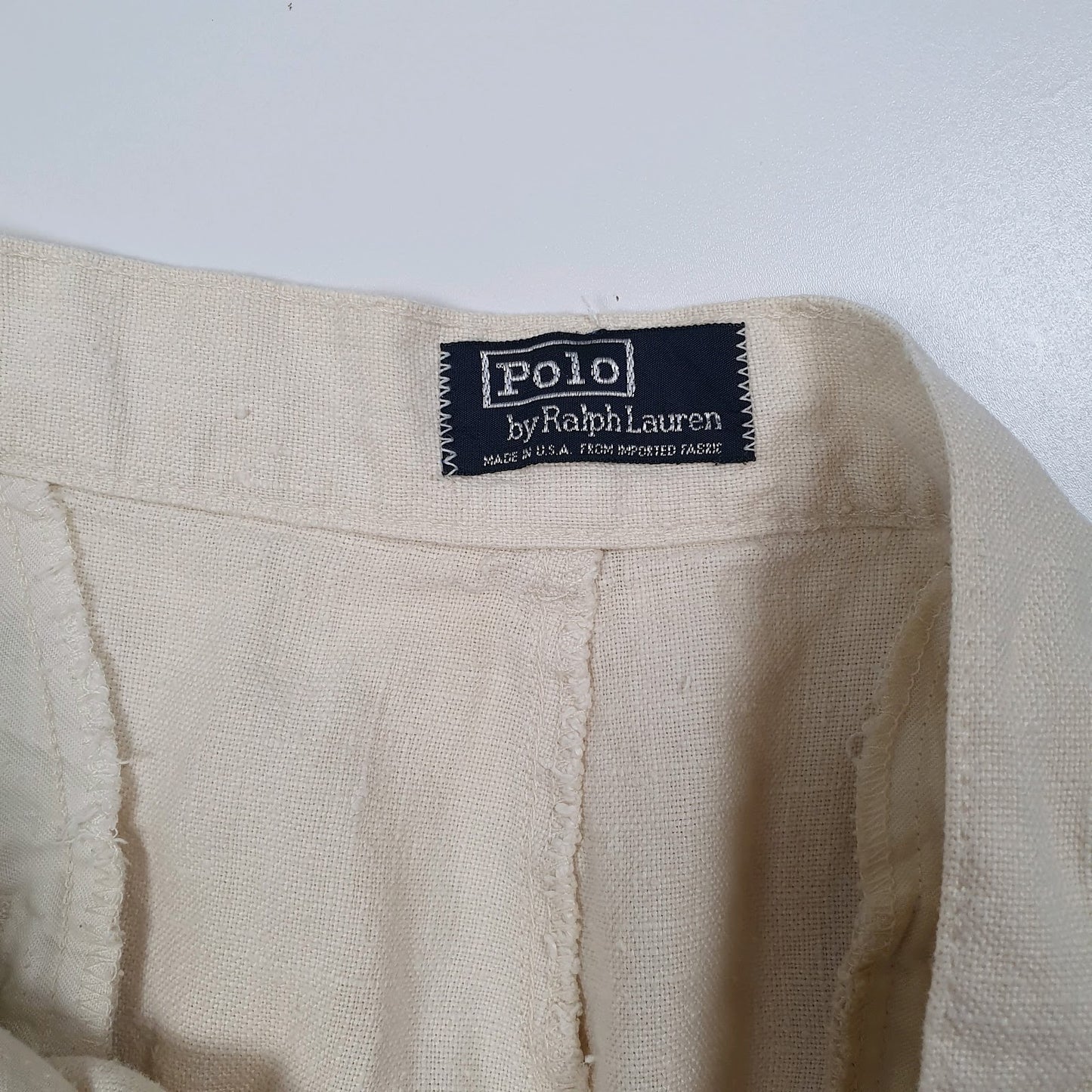 Mens Cream Polo Ralph Lauren Vintage 1980s Made In USA  Trousers